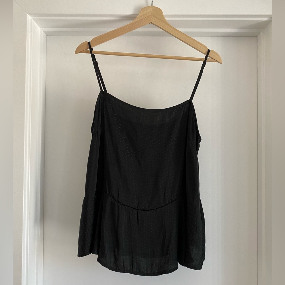 Free People Satin Patterned Peplum Tank with Adjustable Straps
